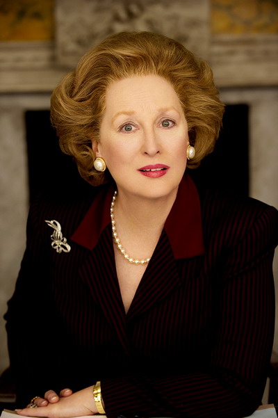 Meryl Streep với tạo hình cựu thủ tướng Anh Margaret Thatcher. Ảnh: Movie line.