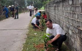 Ông Hoàng Thanh Nghị đã ủng hộ 2 triệu đồng, 300 khóm hoa và tích cực tham gia trồng các tuyến đường hoa trong thôn.