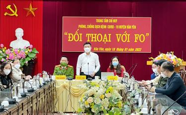 Chủ tịch UBND huyện Văn Yên Hà Đức Anh chủ trì Hội nghị trực tuyến 