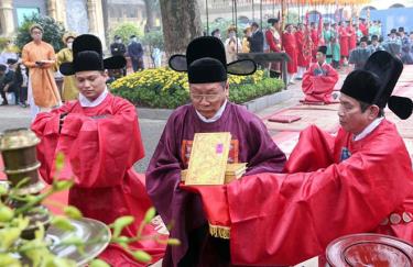 Tái hiện nghi lễ “Tiến lịch” tại Khu di sản Hoàng thành Thăng Long.