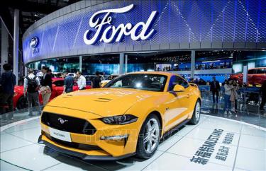 Xe Mustang Ford mới được trưng bày tại triển lãm ô tô quốc tế Thượng Hải ở thành phố Thượng Hải, Trung Quốc ngày 19/4/2017. (Ảnh minh họa)