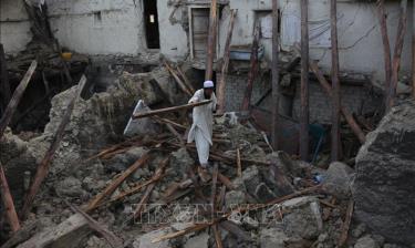 Ngôi nhà bị sập sau trận động đất tại tỉnh Paktika, Afghanistan, ngày 23-6-2022.